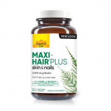 Country life maxi-hair plus biotin 5000mcg skin, hair & nails supplement 120 capsules