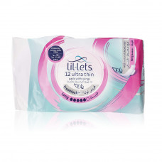 Lil-Lets Long Ultra Thin Freshlock Pads with Wings & Natural Deodoriser, 12 Pieces