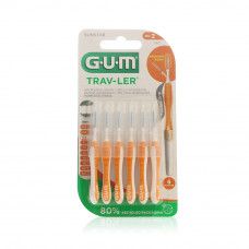 GUM Trav-ler 0.9mm Orange Interdental Brush, 6 Pieces
