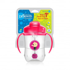 Dr Browns Straw Cup w/Hand Pink Bunny270mL(TC91011-INTL)