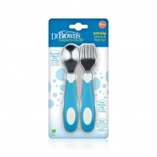 Dr Browns Soft Grip Spoon & Fork Set Blue(TF028)