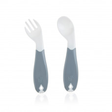 Babyjem Plastic Angled Fork & Spoon Set 12 M+ Whilte(703WT)