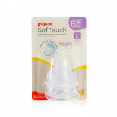 Pigeon softtouch wide neck nipples +6m (size l) 2 pieces
