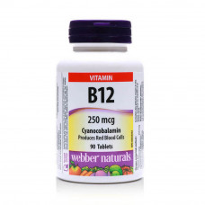Webber Naturals Vitamin B12 Cyanocobalamin 250mcg Tablets