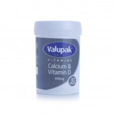 Valupak Calcium Vitamin D 400mg Tablets, 30 Count