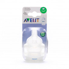 Avent 2 Silicone Teats 2Holes 1M+