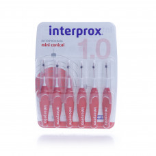 Interprox Red 1mm Mini Conical Interproximal Brushes, 6 Pieces