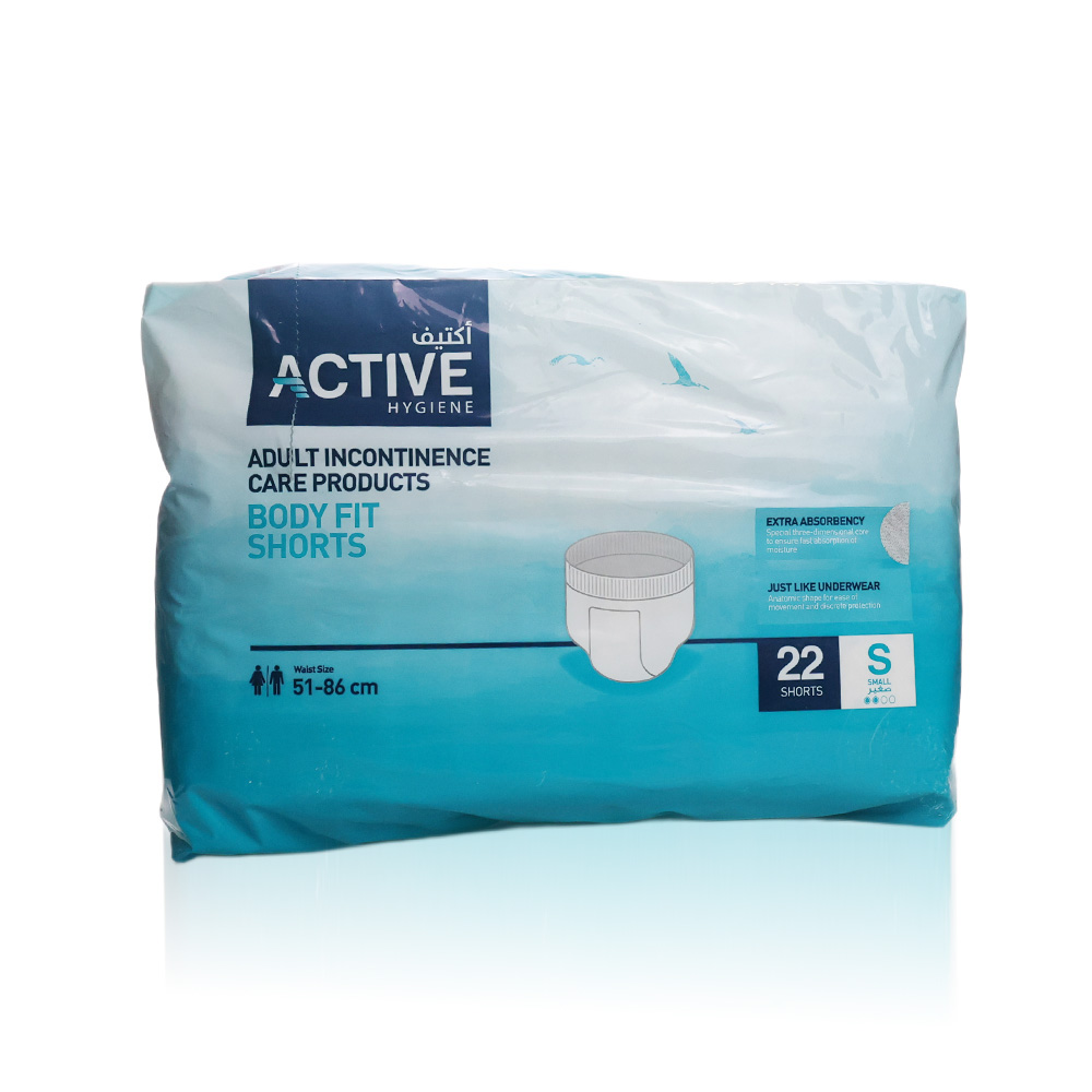 Active Hygiene Incontinence Body Fit Shorts, Small, 22 Pieces