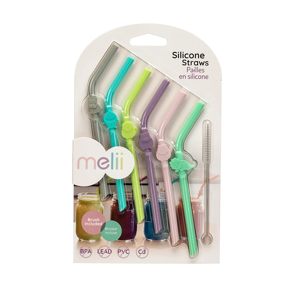 Melii 6 Silicone Straw Cleaning Brush Animals Clip