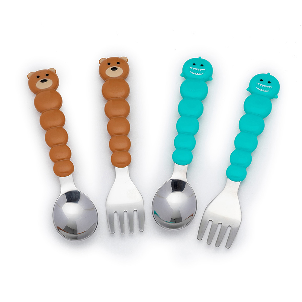 Melii Spoons and Forks Set - Brown Bear and Shark