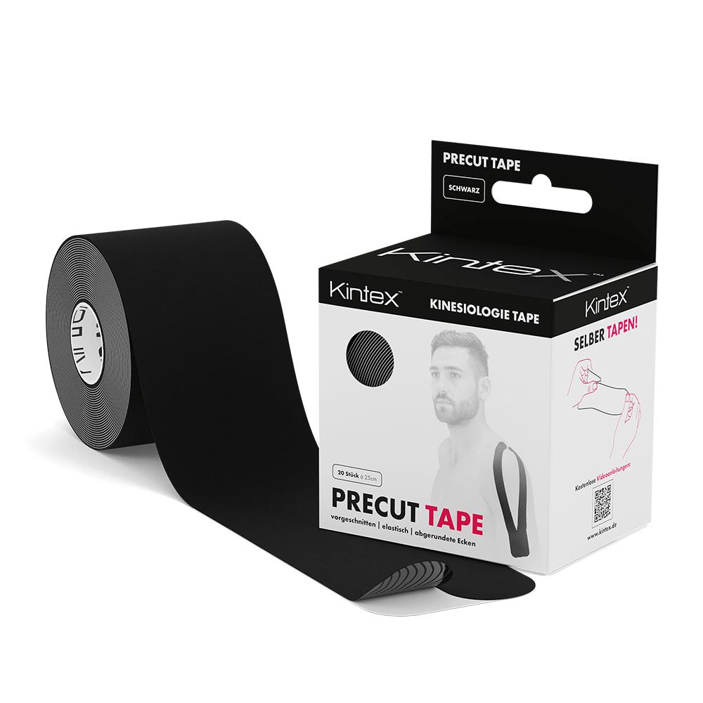 Kintex Kinesiology Precut Sportstape 25cm x 5cm Roll Black