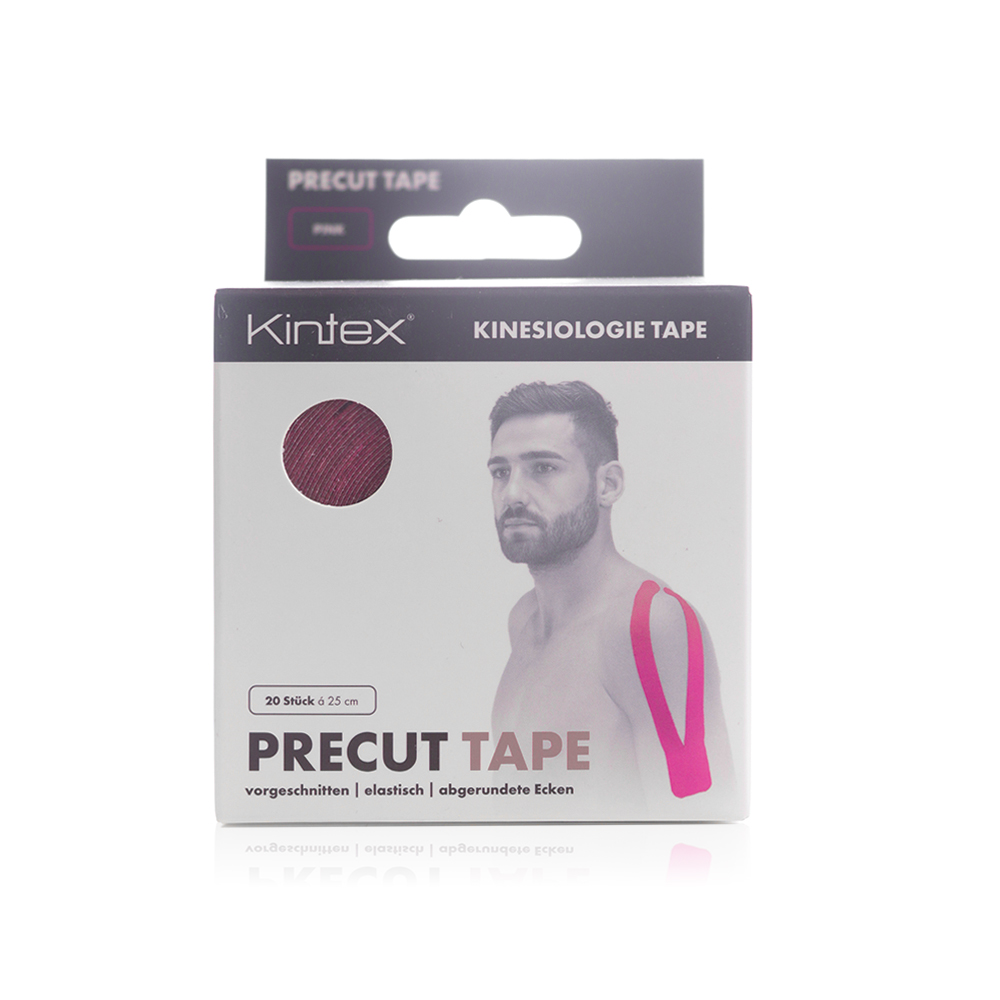 Kintex Kinesiology Precut Sports Tape 25cm x 5cm Roll Pink