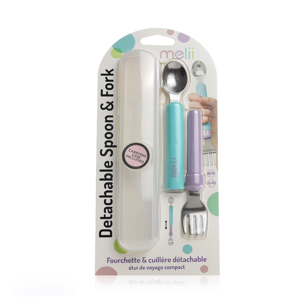 Melii Detachable Spoon and Fork with Case Blue-Purple