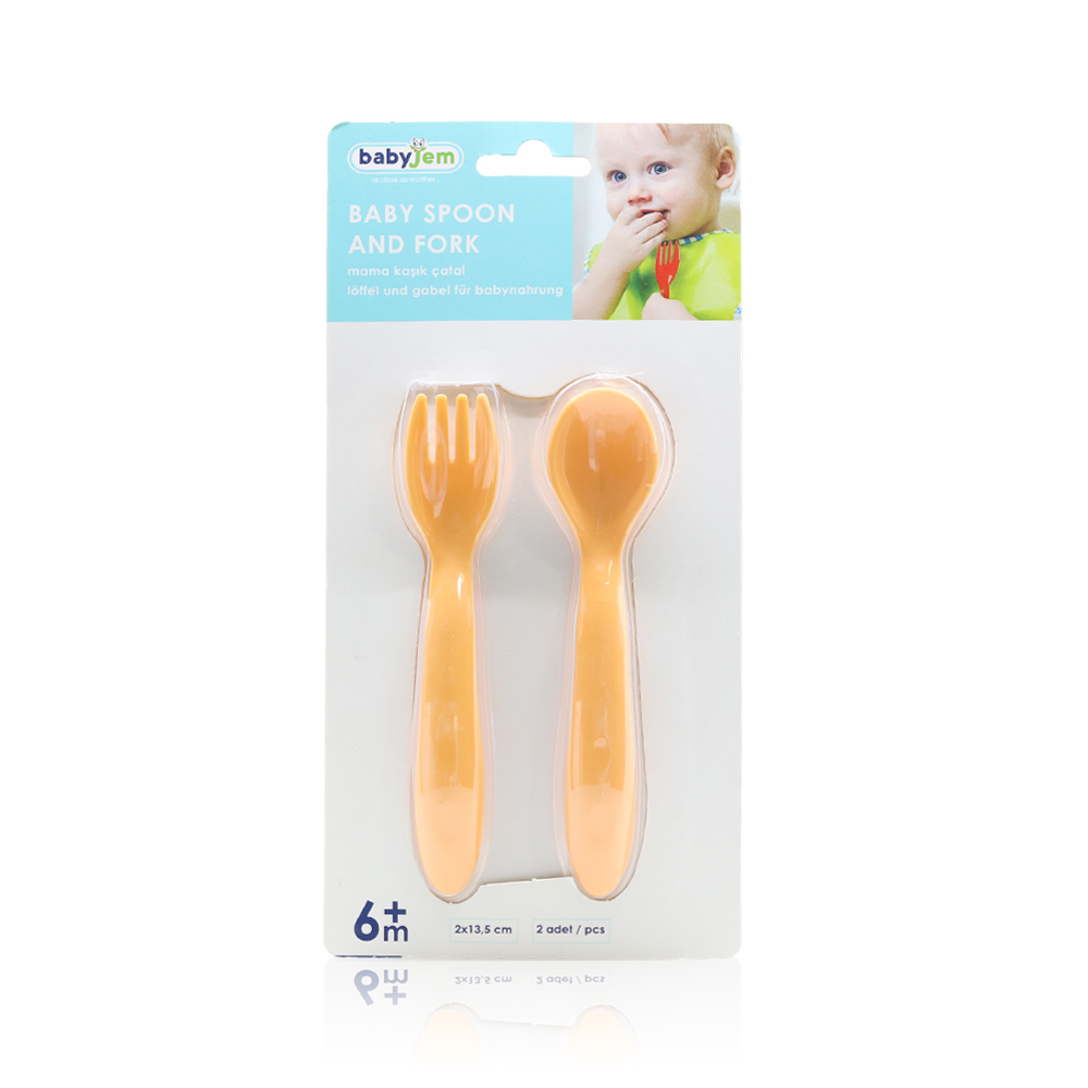 Babyjem Baby Spoon and Fork Set 12 M+ Orange