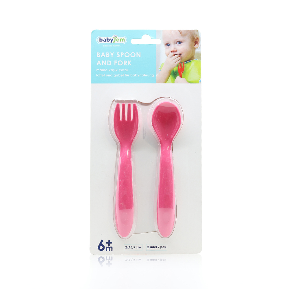 Babyjem Baby Spoon and Fork Set 12 M+ Red