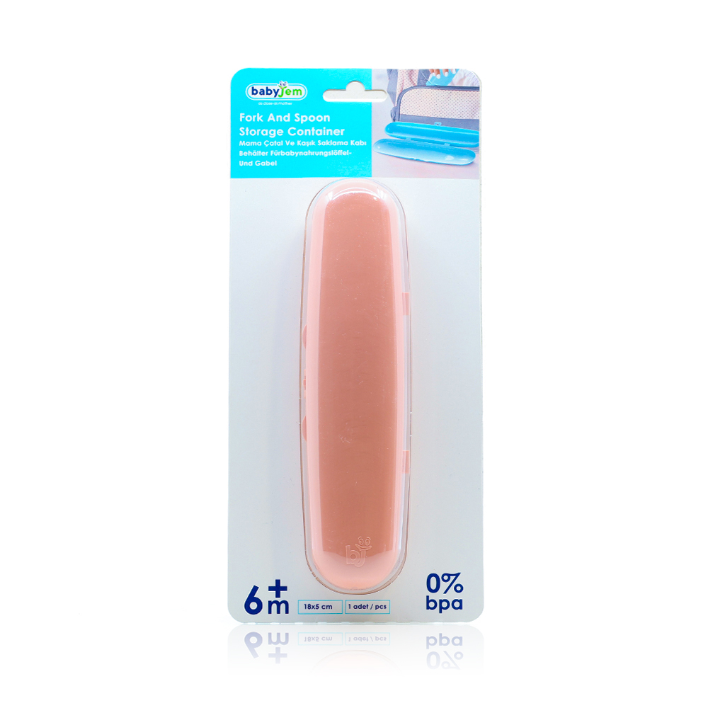 Babyjem Plastic Fork and Spoon Travel Case 6 M+ Rose
