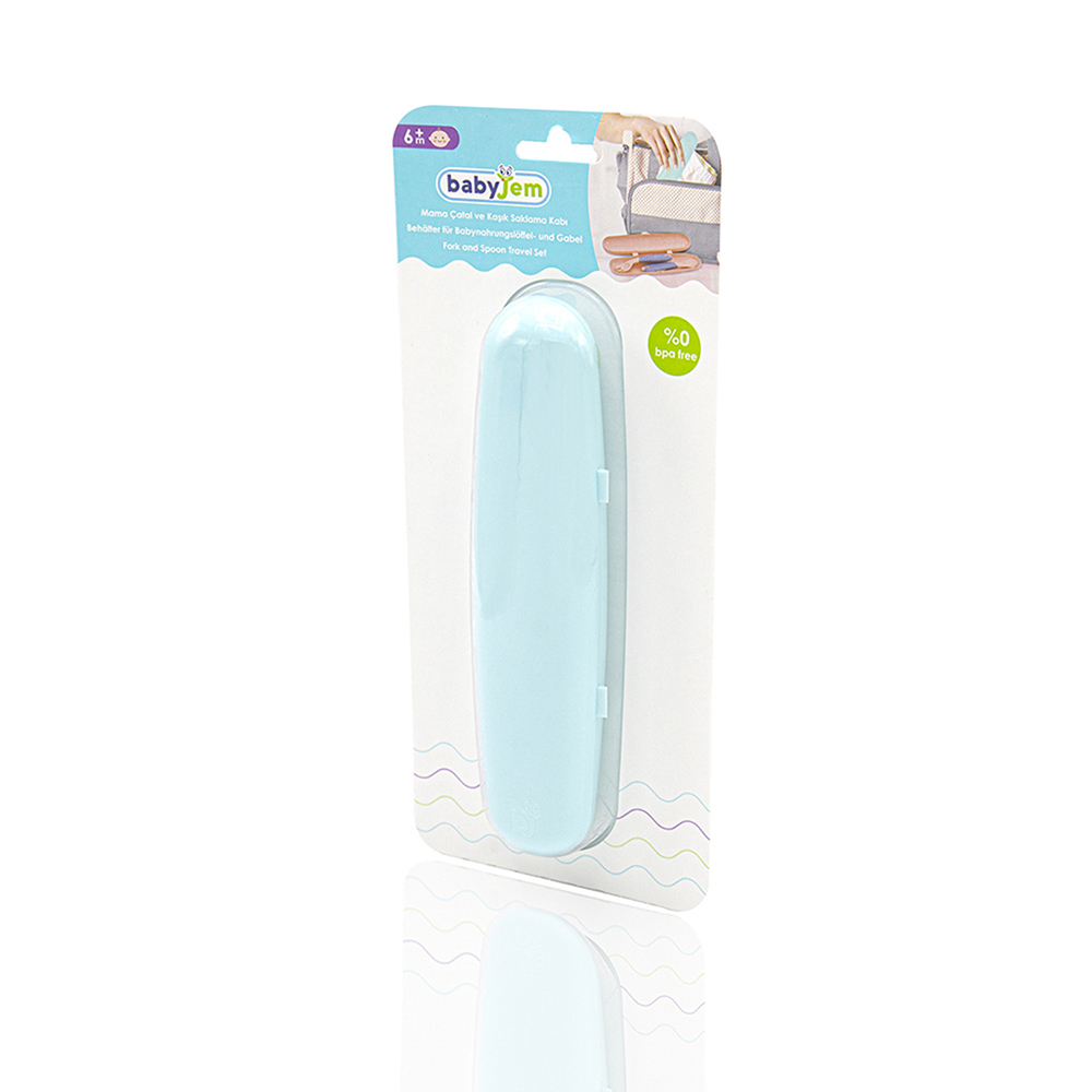 Babyjem Plastic Fork and Spoon Travel Case 6 M+ Green
