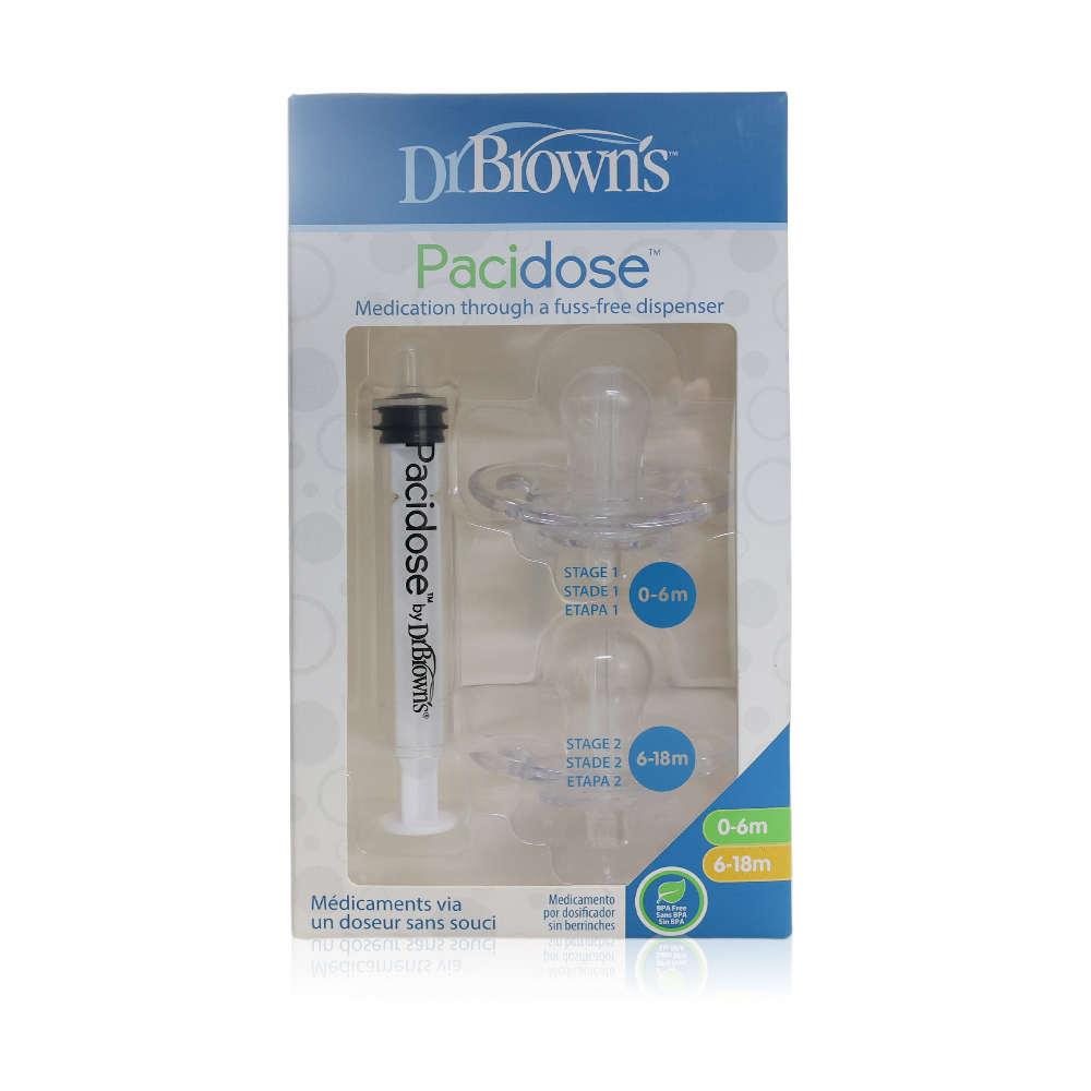 Dr Browns Pacidose Oral Syringe +2 Pacifier 0-6M and 6-18M