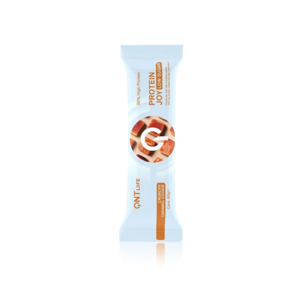 Qnt joy caramel cookie protein bar 60gm