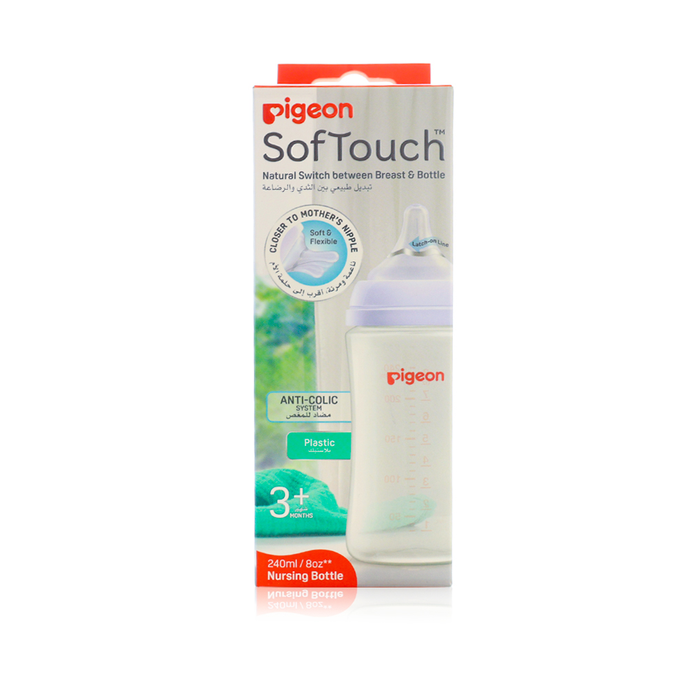 Pigeon Softtouch W-N Plastic Bottle +3M 240Ml 81225