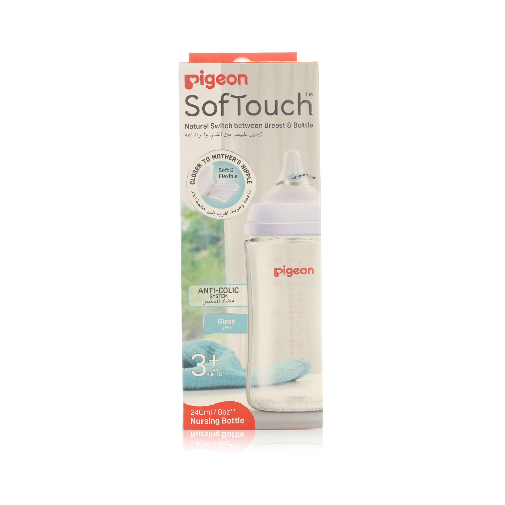 Pigeon Softtouch W-N Glass Bottle +3M 240Ml 81232
