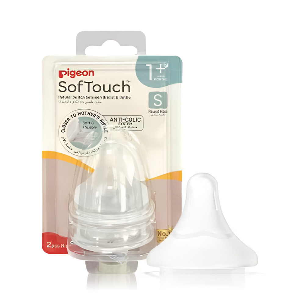 Pigeon softtouch wide neck nipples +1m (size s) 2 pieces