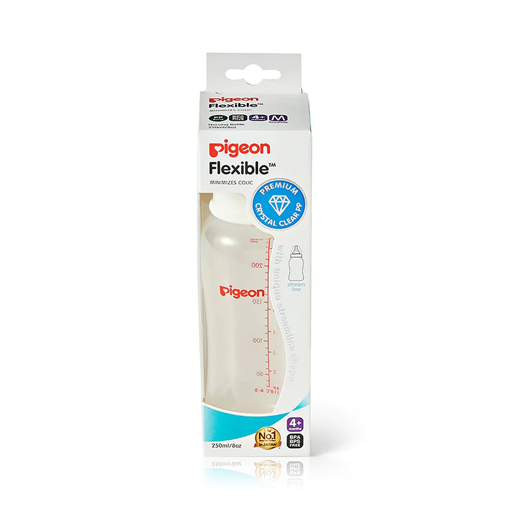 Pigeon flexible streamline plastic nursing bottle +4m 250ml