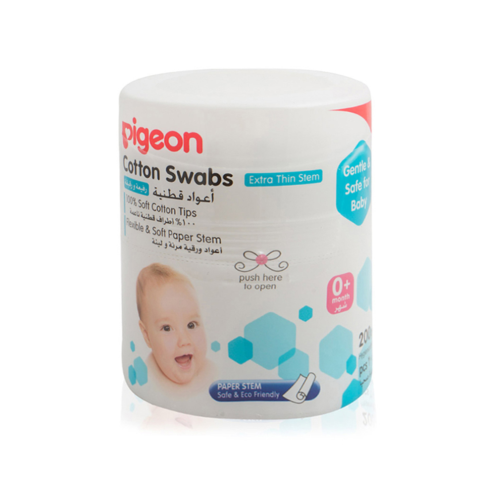 Pigeon Extra Thin Paper Stem Cotton Swabs – 200 Pcs