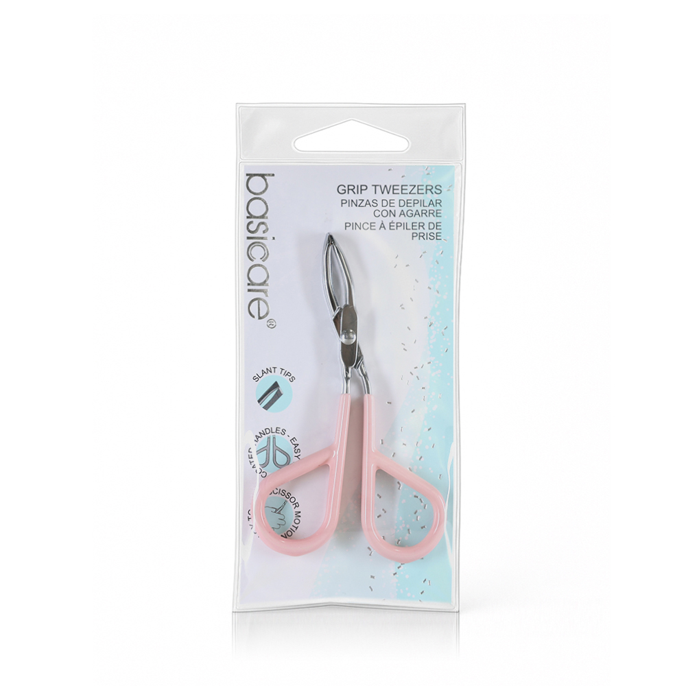 Basicare Grip Tweezer Slant Tips with Scissor Handle