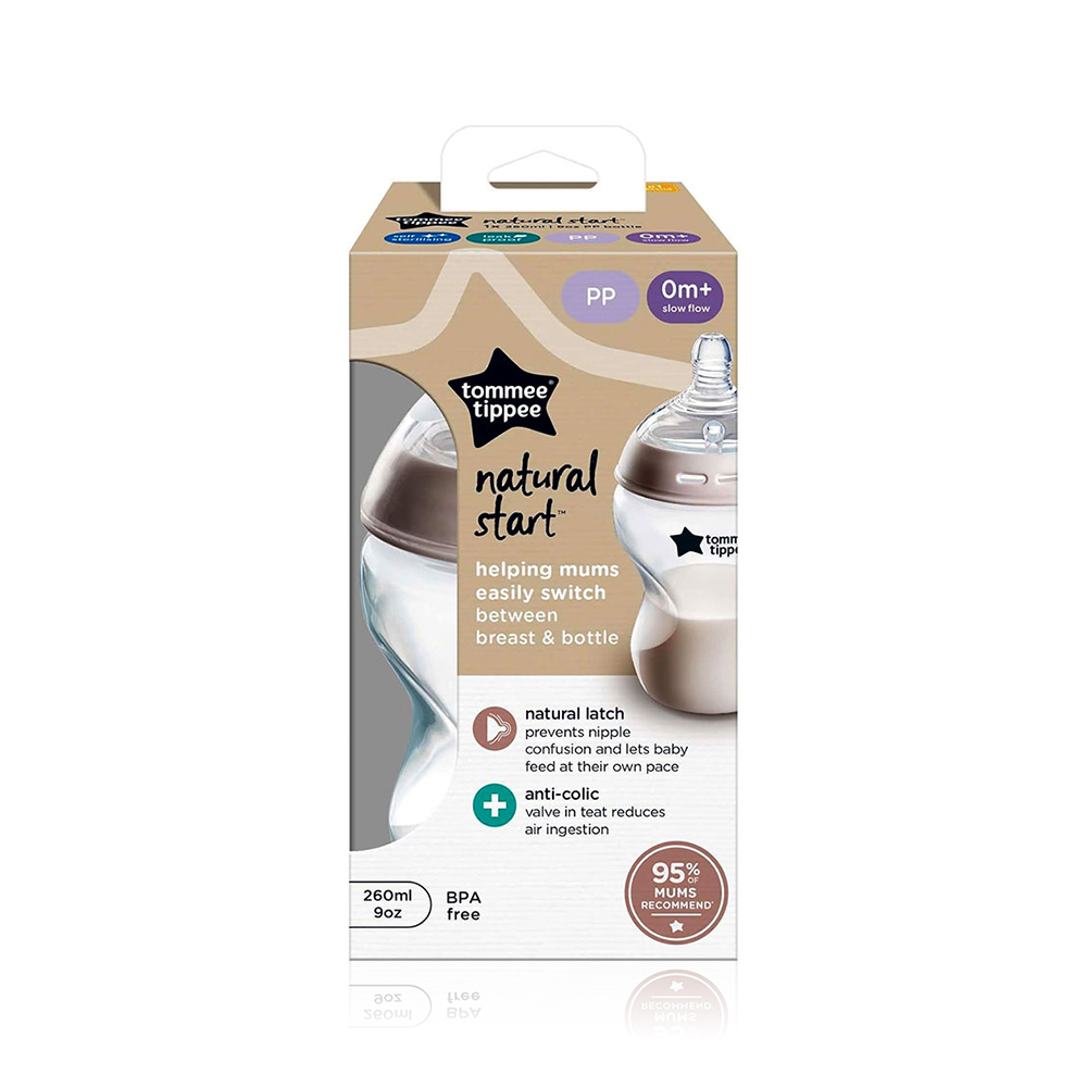 Tommee tippee natural start slow flow +0m plastic bottle 260ml