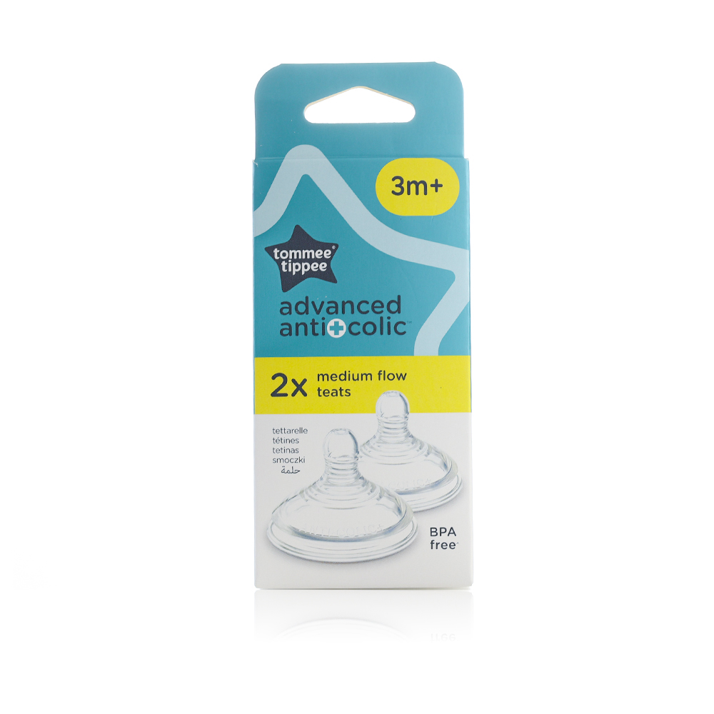 Tommee tippee advanced anti-colic medium flow teat +3m 2pc