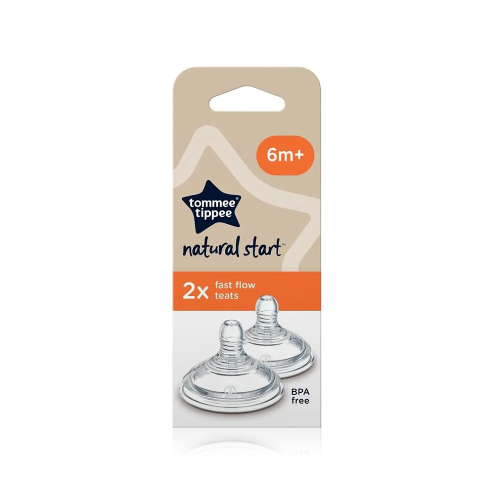Tommee tippee ns fast flow +6m teat 2pc