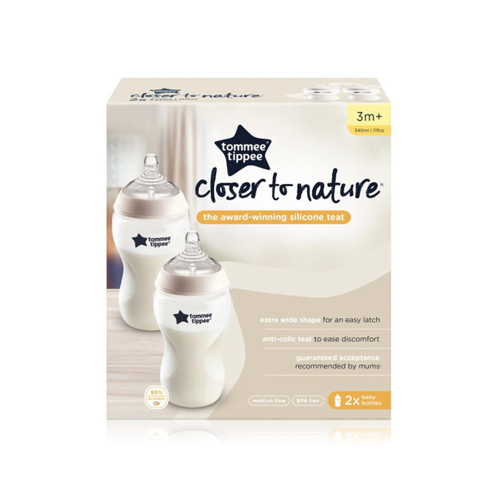 Tommee tippee natural start med flow +3m bottle 340ml 2pc