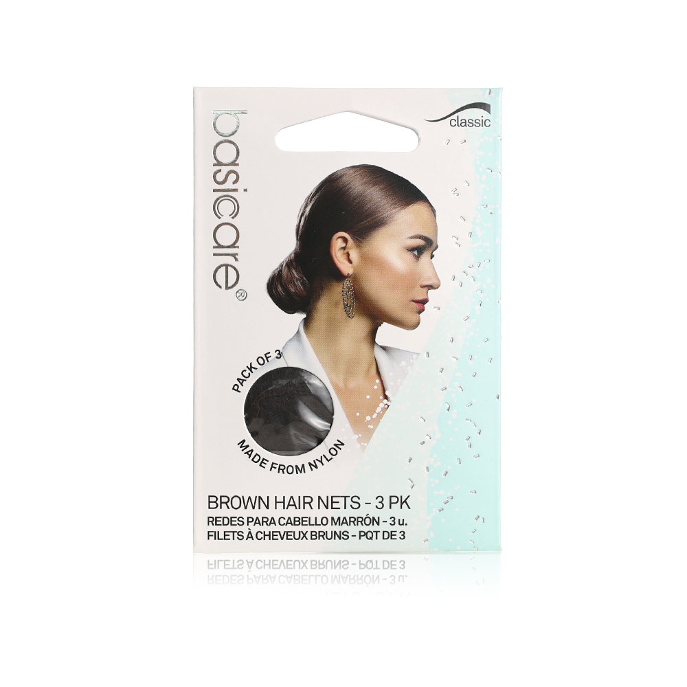 BasiCare Brown Invisible Hair Net – 3 pcs