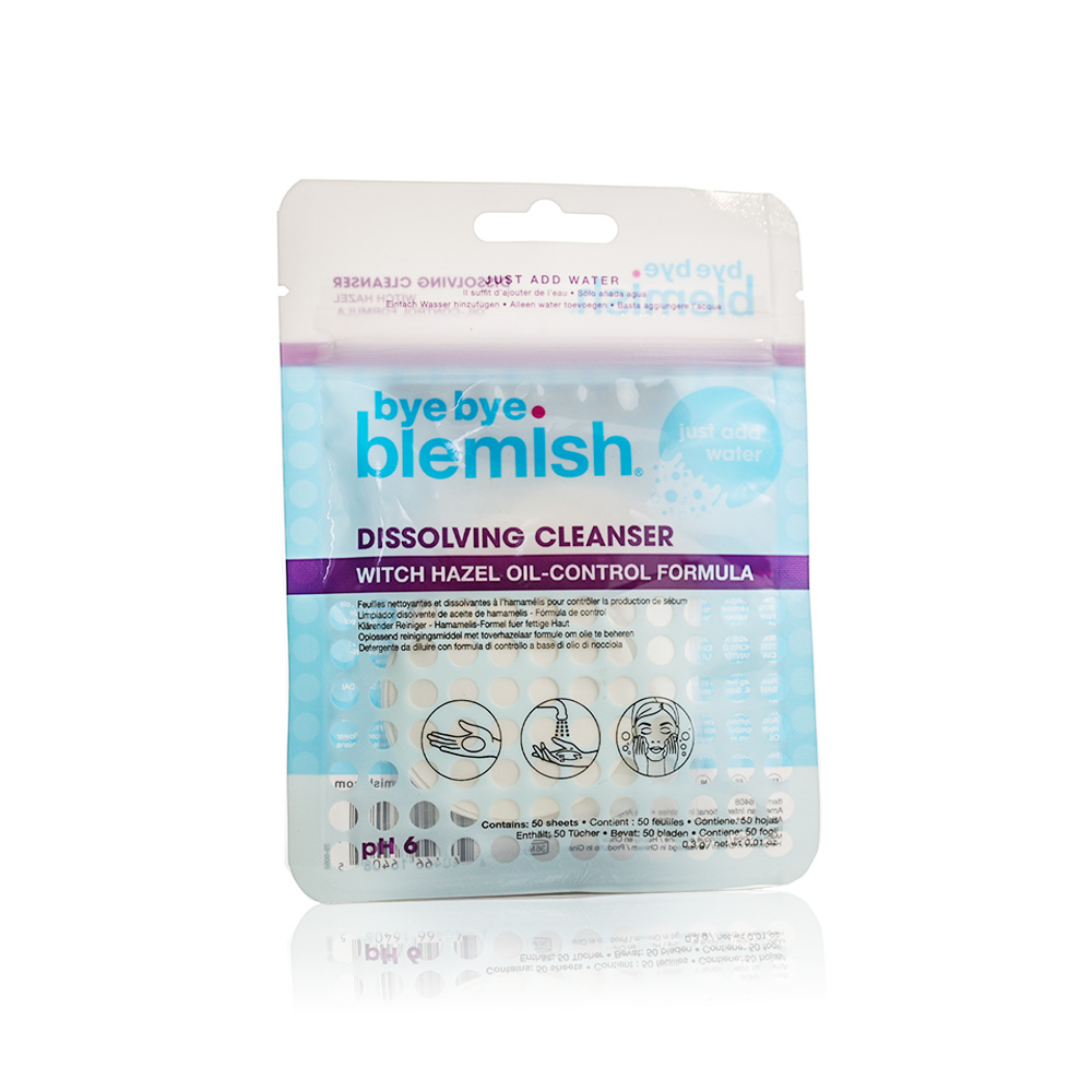 Bye Bye Blemish Dissolving Cleanser Witch Hazel Oil-Control Formula, 50 Count
