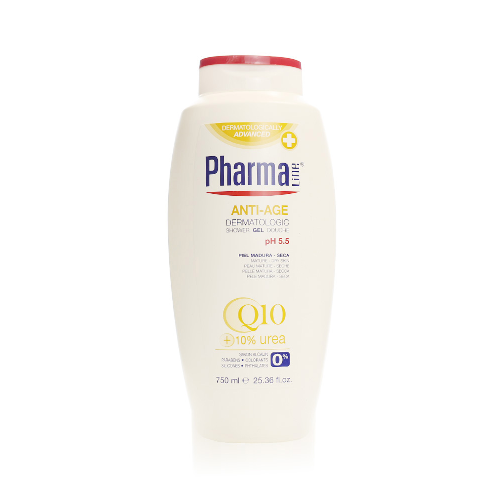Pharmaline Anti-Aging Shower Gel with CoQ10 & Urea for Mature & Dry Skin - paraben free, silicone free, colorants free 750 ml