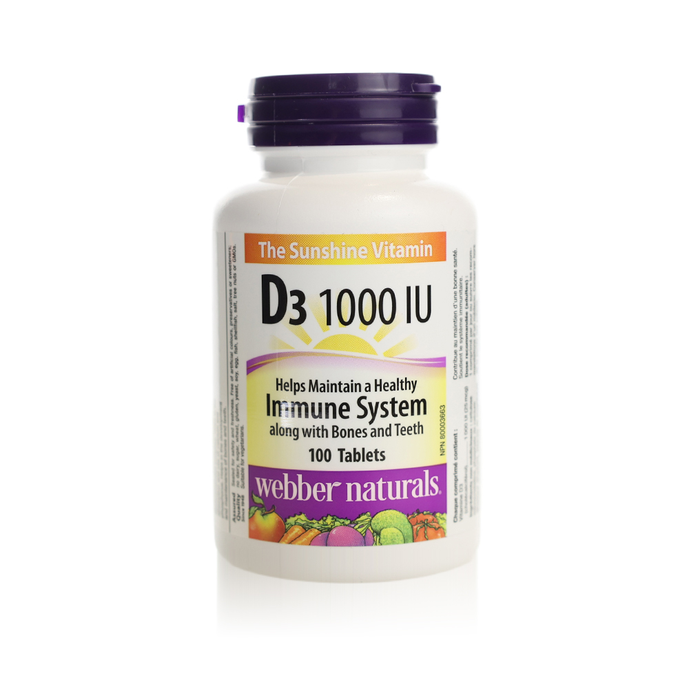 Webber Naturals Vitamin D3 – 1000 IU – 100 Tablets