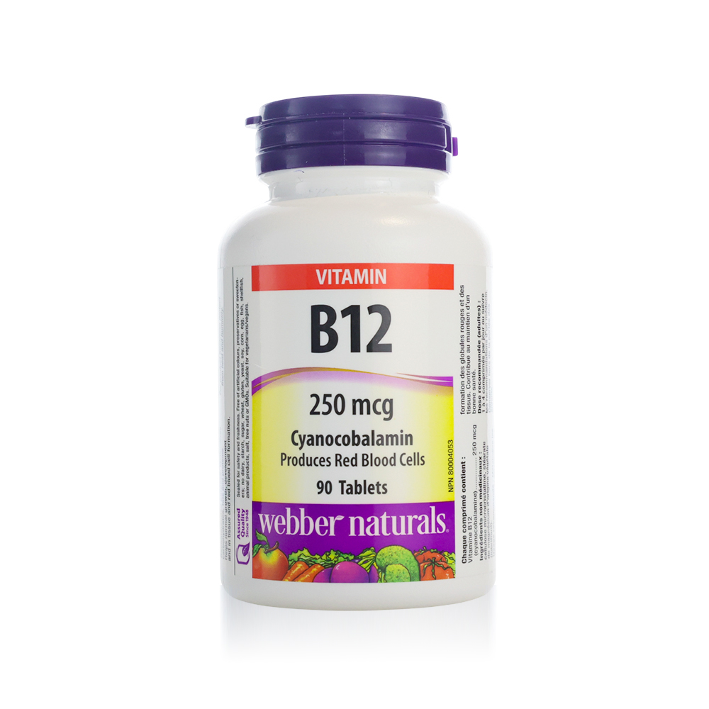 Webber Naturals Vitamin B₁₂ (Cyanocobalamin) – 250 µg, 90 Tablets