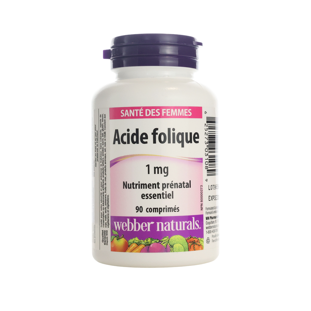 Webber Naturals Folic Acid – 1 mg, 90 Tablets