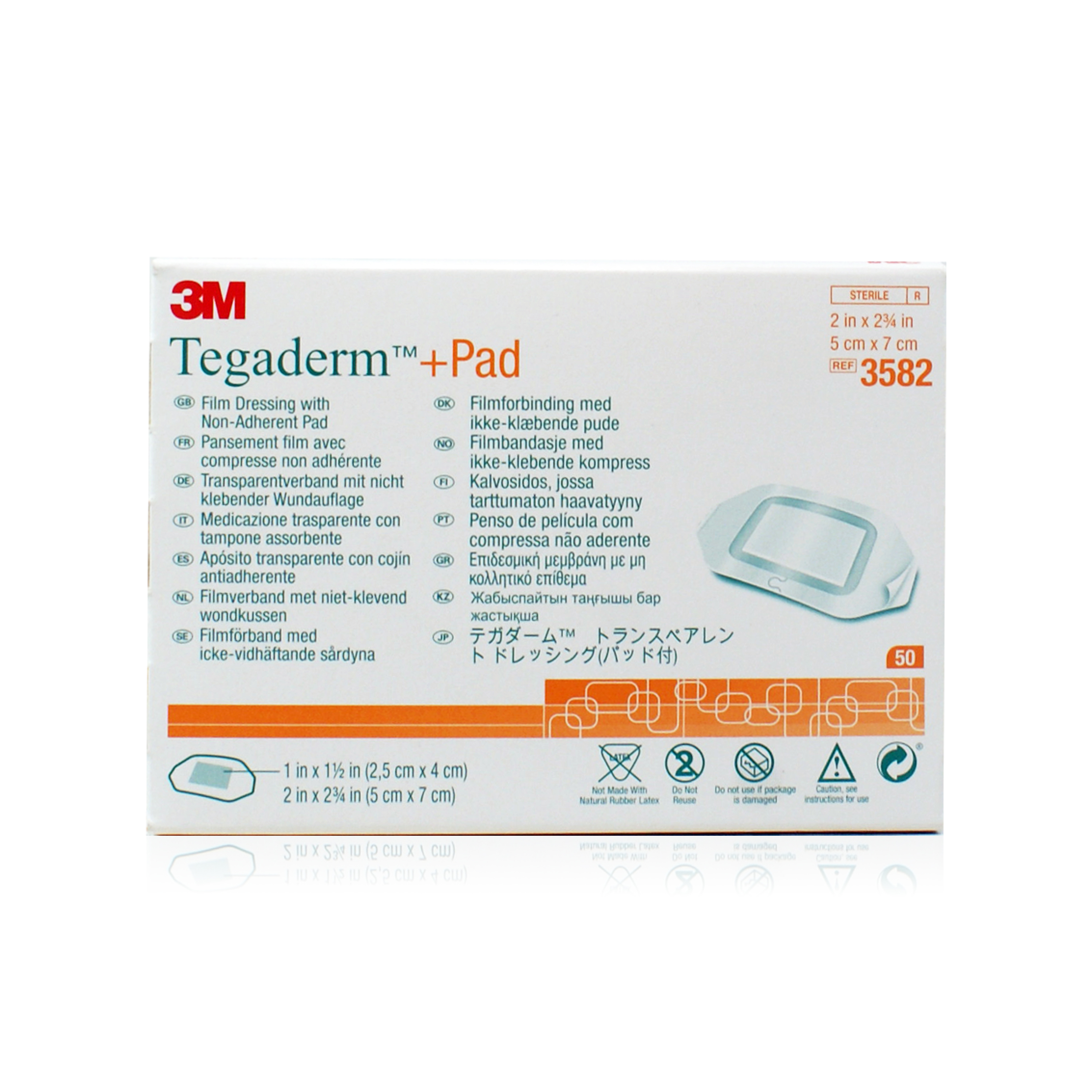 800 3M 3582 Tegaderm+Pad Trans  5Cm X 7Cm Pack of 50