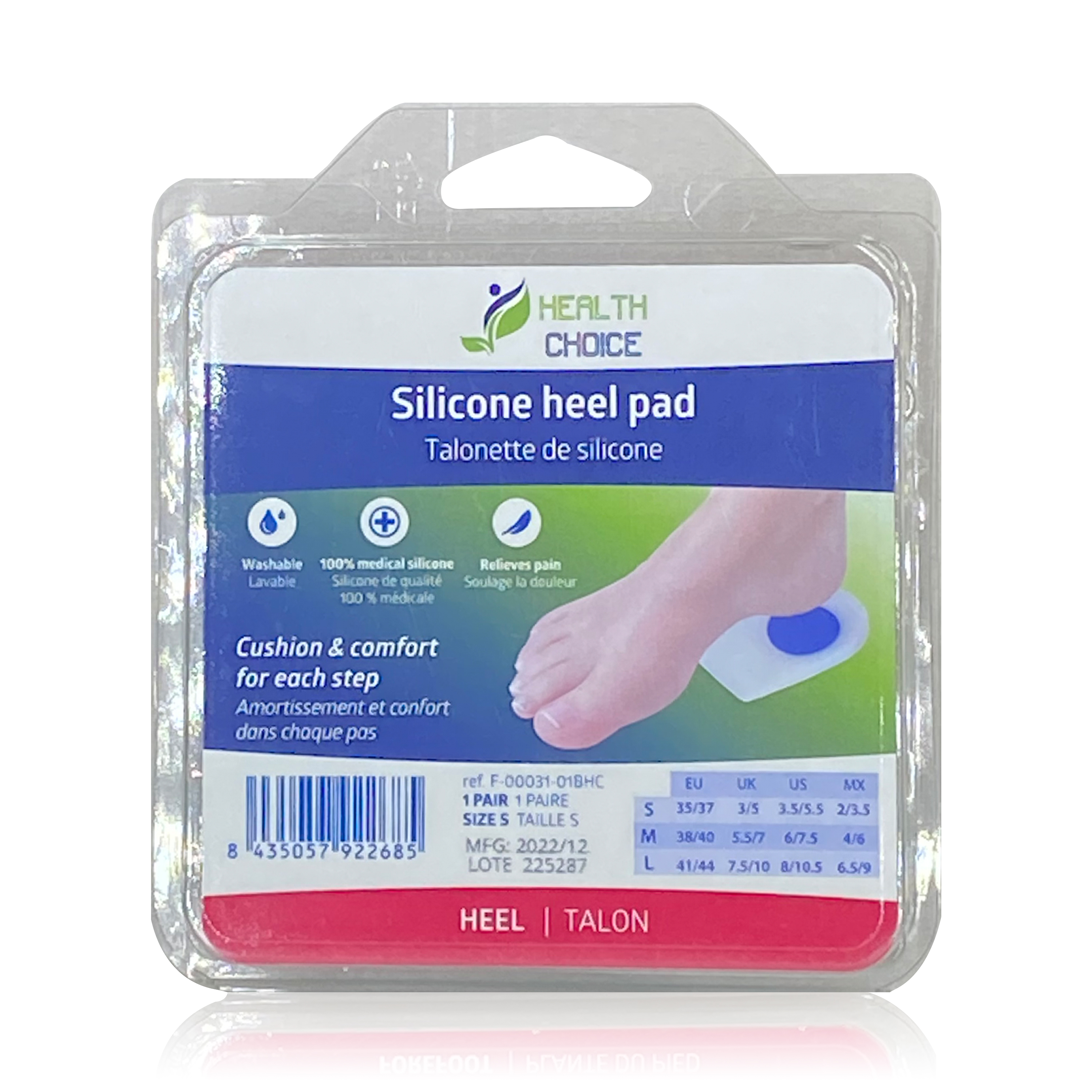 Health Choice Small Silicone Heel Pads (EU Size 35-37), 1 Pair